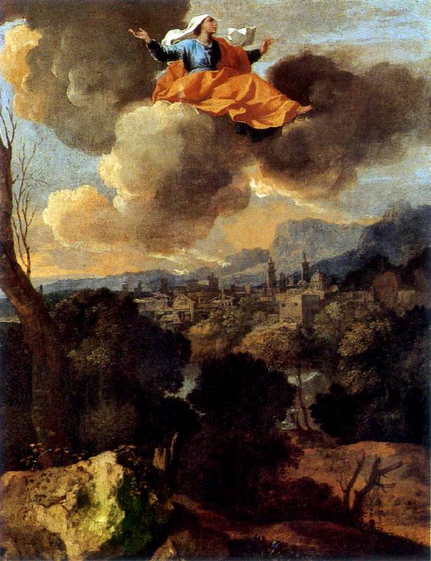 Nicolas Poussin La Translation miraculeuse de sainte Rita de Cascia ou La Vierge protegeant Spolete Germany oil painting art